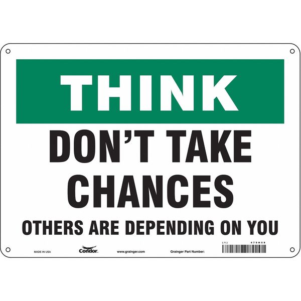 Safety Sign, 10 in Height, 14 in Width, Aluminum, Horizontal Rectangle, English, 479H58