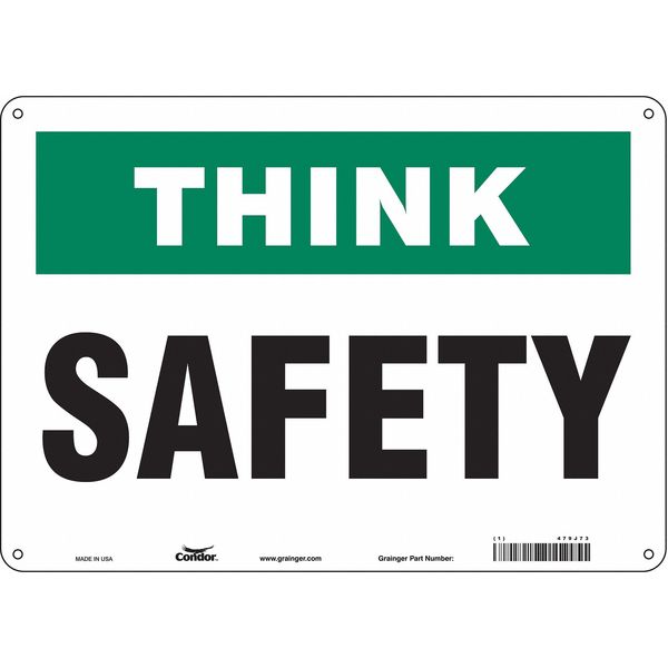 Safety Sign, 10 in Height, 14 in Width, Aluminum, Horizontal Rectangle, English, 479J73