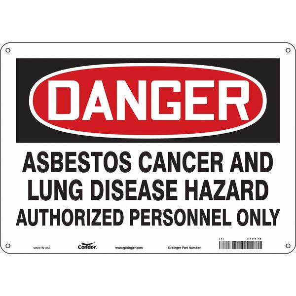 Safety Sign, 10 in Height, 14 in Width, Aluminum, Horizontal Rectangle, English, 479K75