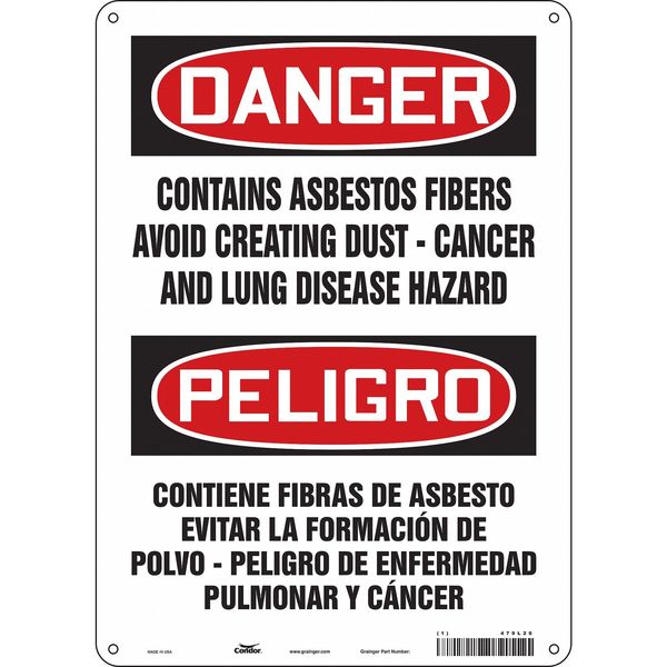 Safety Sign, 14 in Height, 10 in Width, Aluminum, Vertical Rectangle, English, Spanish, 479L20
