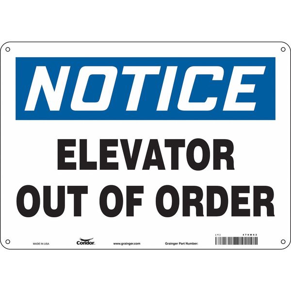 Safety Sign, 10 in Height, 14 in Width, Aluminum, Horizontal Rectangle, English, 479M62