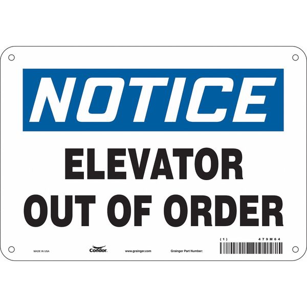 Safety Sign, 7 in Height, 10 in Width, Polyethylene, Vertical Rectangle, English, 479M64