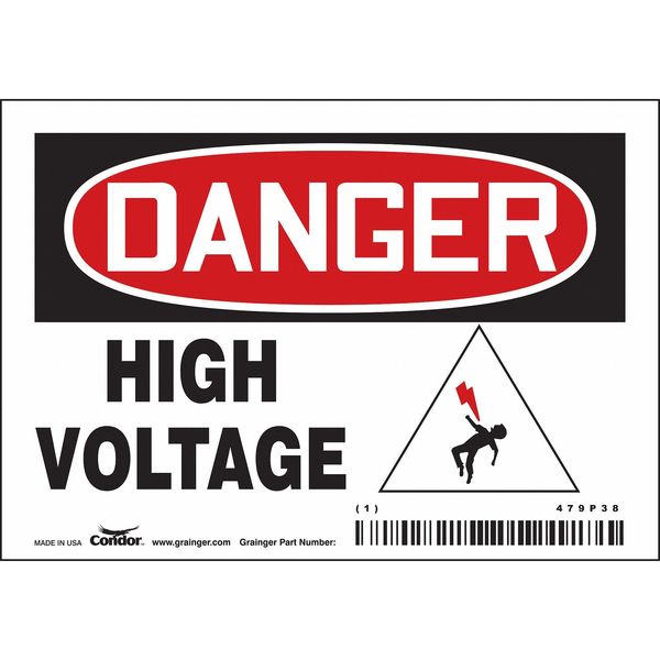 Safety Sign, 3 1/2 in Height, 5 in Width, Vinyl, Horizontal Rectangle, English, 479P38