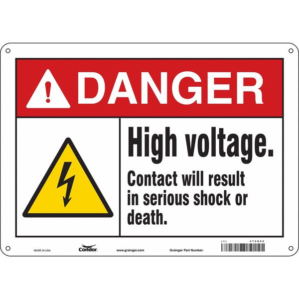 Safety Sign, 10 in Height, 14 in Width, Aluminum, Horizontal Rectangle, English, 479R82