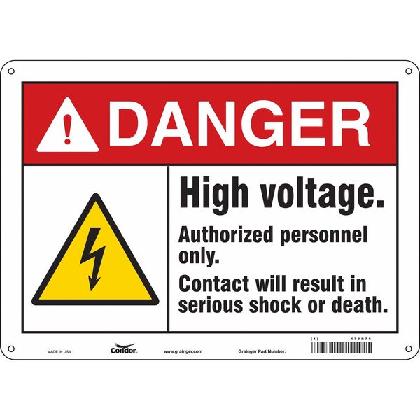 Safety Sign, 10 in Height, 14 in Width, Aluminum, Horizontal Rectangle, English, 479R76