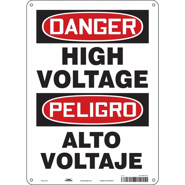 Safety Sign, 14 in Height, 10 in Width, Aluminum, Vertical Rectangle, English, Spanish, 479R04