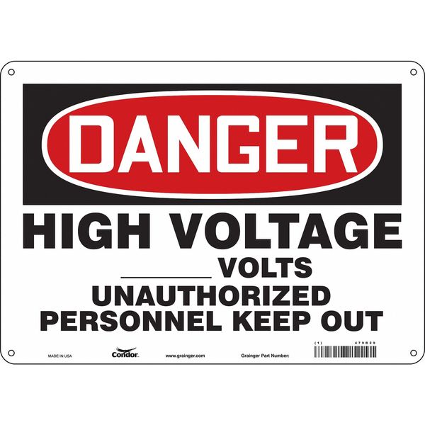Safety Sign, 10 in Height, 14 in Width, Aluminum, Horizontal Rectangle, English, 479R29