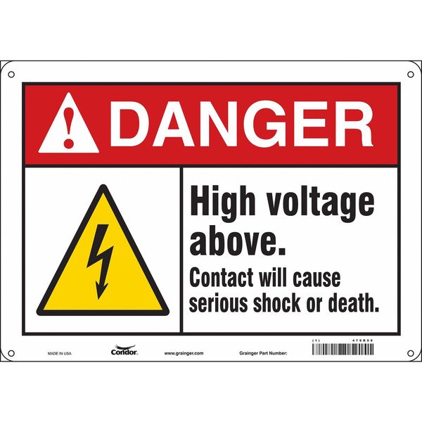 Safety Sign, 10 in Height, 14 in Width, Aluminum, Horizontal Rectangle, English, 479R59