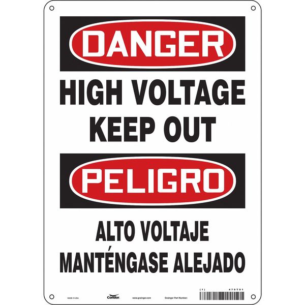 Safety Sign, 14 in Height, 10 in Width, Aluminum, Vertical Rectangle, English, Spanish, 479T91