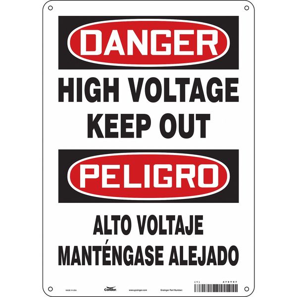 Safety Sign, 14 in Height, 10 in Width, Polyethylene, Vertical Rectangle, English, Spanish, 479T97