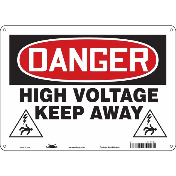 Safety Sign, 10 in Height, 14 in Width, Aluminum, Horizontal Rectangle, English, 479T22