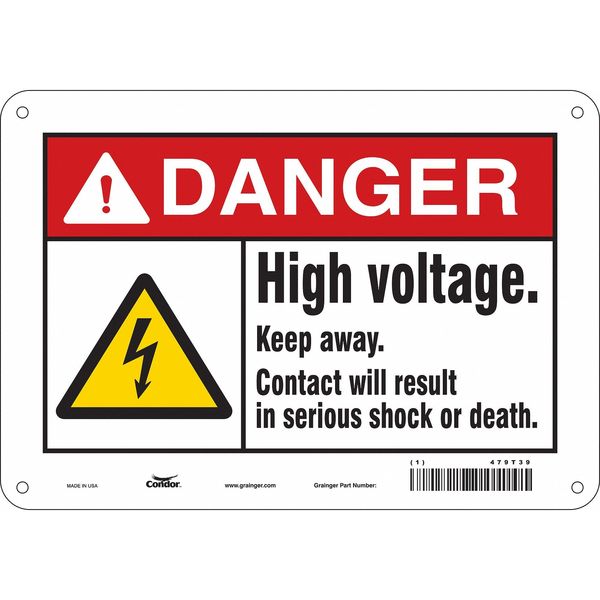 Safety Sign, 7 in Height, 10 in Width, Aluminum, Vertical Rectangle, English, 479T39
