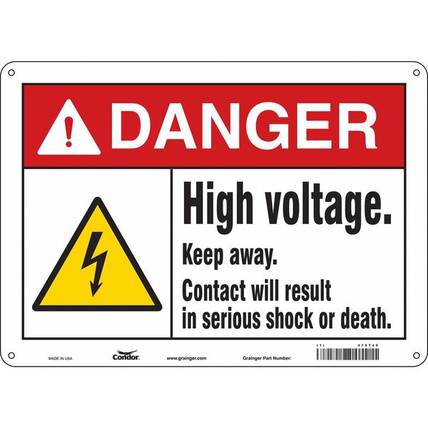 Safety Sign, 10 in Height, 14 in Width, Aluminum, Horizontal Rectangle, English, 479T40
