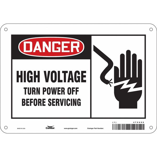 Safety Sign, 7 in Height, 10 in Width, Polyethylene, Vertical Rectangle, English, 479U88