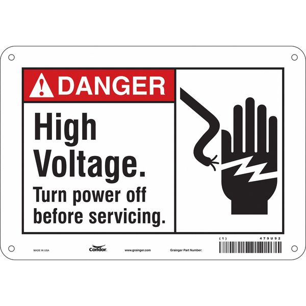 Safety Sign, 7 in Height, 10 in Width, Aluminum, Vertical Rectangle, English, 479U92