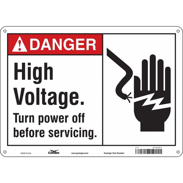 Safety Sign, 10 in Height, 14 in Width, Aluminum, Horizontal Rectangle, English, 479U93