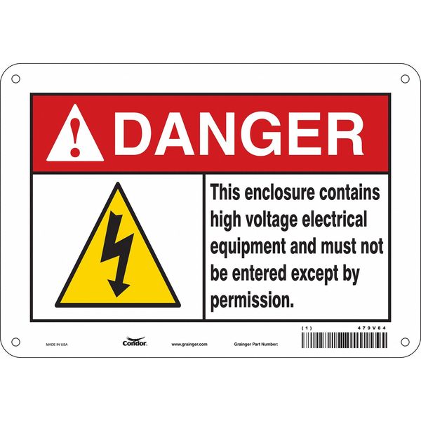 Safety Sign, 7 in Height, 10 in Width, Aluminum, Vertical Rectangle, English, 479V84