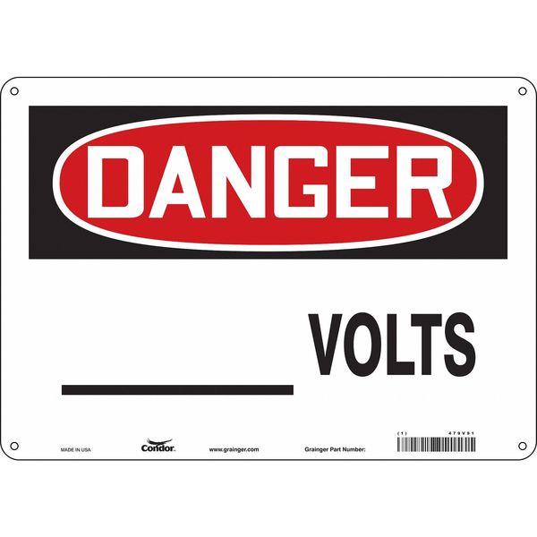 Safety Sign, 10 in Height, 14 in Width, Aluminum, Horizontal Rectangle, English, 479V91