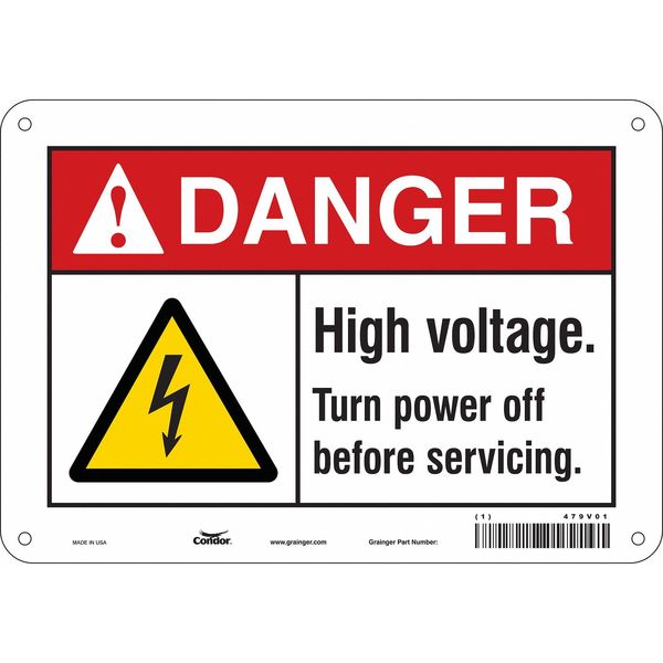 Safety Sign, 7 in Height, 10 in Width, Aluminum, Vertical Rectangle, English, 479V01