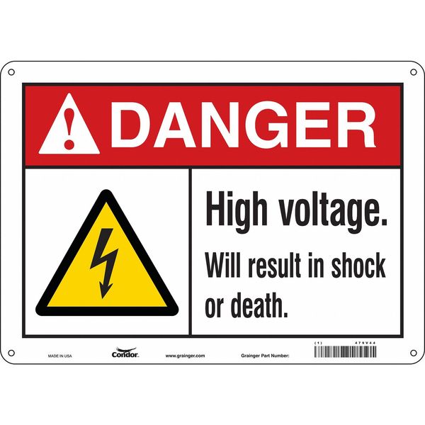 Safety Sign, 10 in Height, 14 in Width, Aluminum, Horizontal Rectangle, English, 479V44