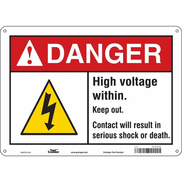 Safety Sign, 10 in Height, 14 in Width, Aluminum, Horizontal Rectangle, English, 479V66