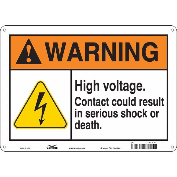 Safety Sign, 10 in Height, 14 in Width, Aluminum, Horizontal Rectangle, English, 479W83