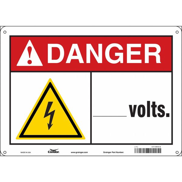 Safety Sign, 10 in Height, 14 in Width, Aluminum, Horizontal Rectangle, English, 479W06