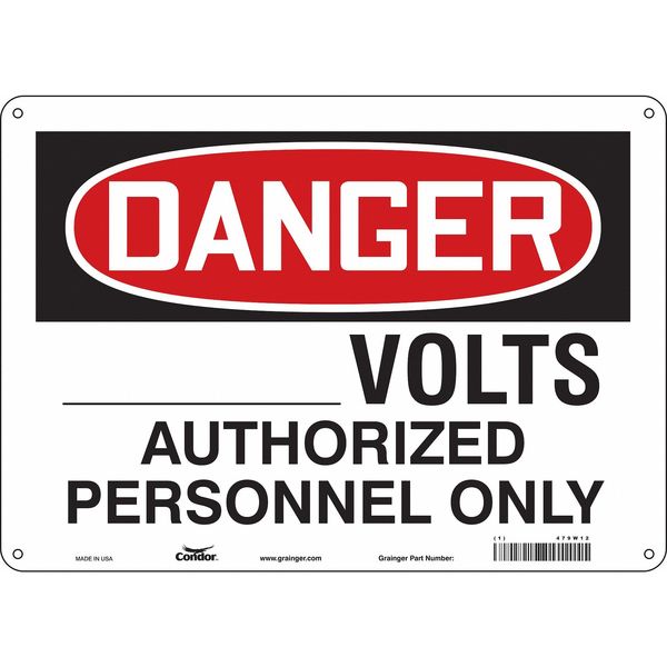 Safety Sign, 10 in Height, 14 in Width, Aluminum, Horizontal Rectangle, English, 479W12