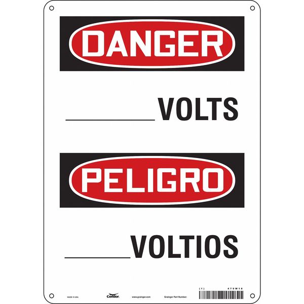 Safety Sign, 14 in Height, 10 in Width, Aluminum, Vertical Rectangle, English, Spanish
