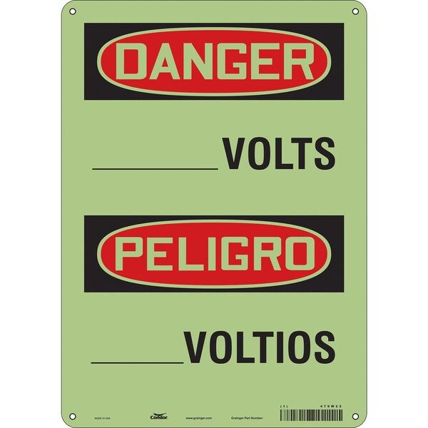 Safety Sign, 14 in Height, 10 in Width, Polyethylene, Vertical Rectangle, English, Spanish, 479W22