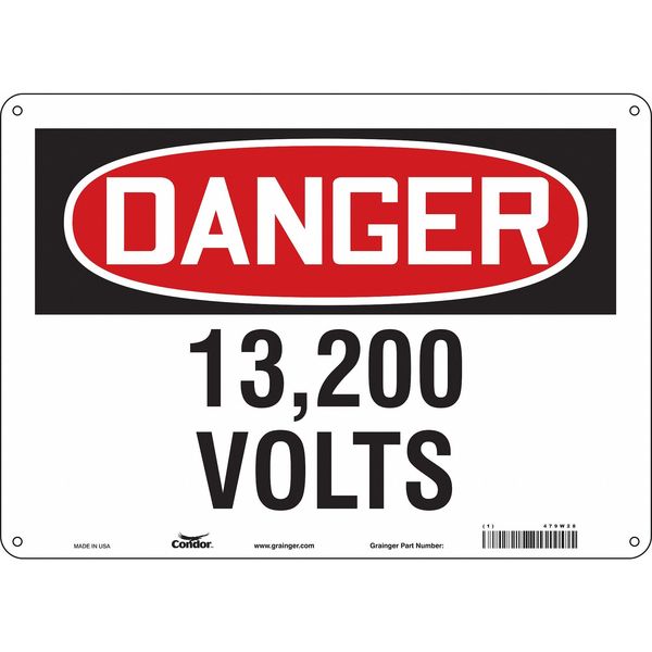 Safety Sign, 10 in Height, 14 in Width, Aluminum, Horizontal Rectangle, English, 479W28