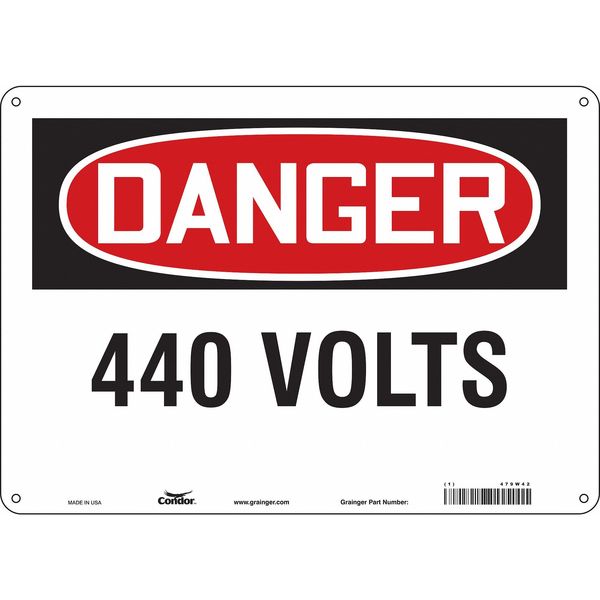 Safety Sign, 10 in Height, 14 in Width, Aluminum, Horizontal Rectangle, English, 479W42