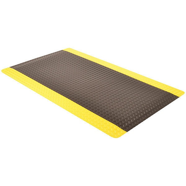 Antifatigue Runner, Black/Yellow, 75 ft. L x 4 ft. W, Vinyl Surface With Dense Closed PVC Foam Base