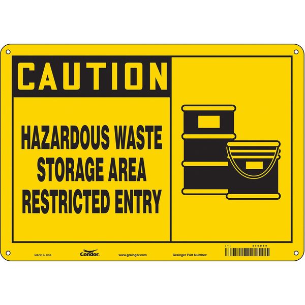 Safety Sign, 10 in Height, 14 in Width, Aluminum, Horizontal Rectangle, English, 470D89