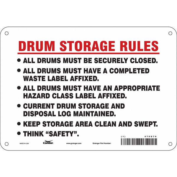 Safety Sign, 7 in Height, 10 in Width, Aluminum, Vertical Rectangle, English, 470D76