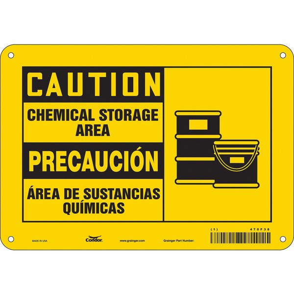 Safety Sign, 7 in H, 10 in W, Vertical Rectangle, English, Spanish, 470F38