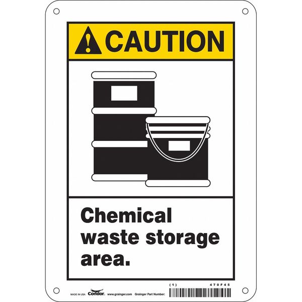 Safety Sign, 10 in Height, 7 in Width, Aluminum, Horizontal Rectangle, English, 470F45