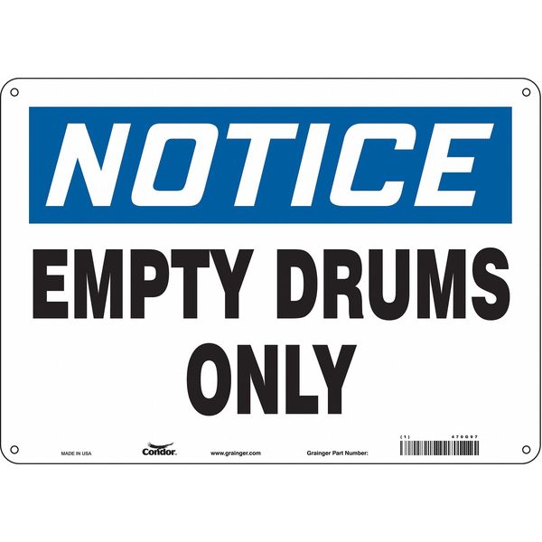Safety Sign, 10 in Height, 14 in Width, Aluminum, Horizontal Rectangle, English, 470G97