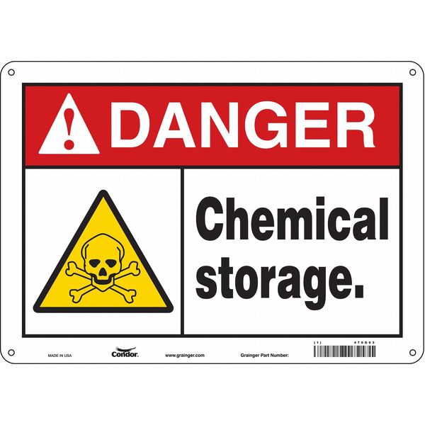 Safety Sign, 10 in Height, 14 in Width, Aluminum, Horizontal Rectangle, English, 470G03