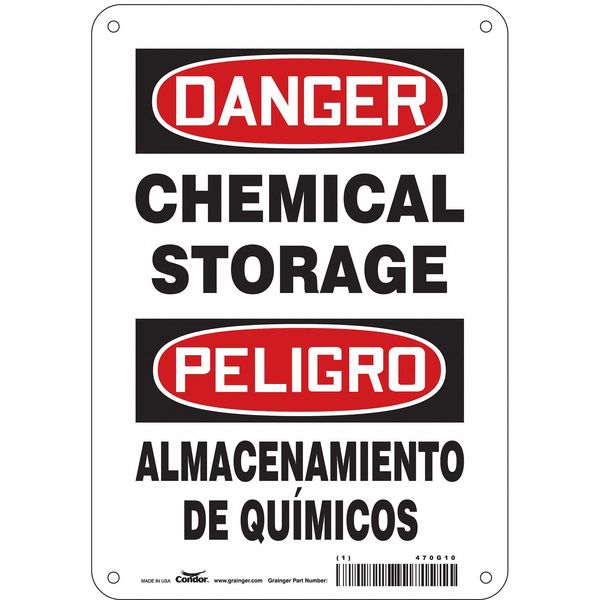 Safety Sign, 10 in H, 7 in W, Horizontal Rectangle, English, Spanish, 470G10