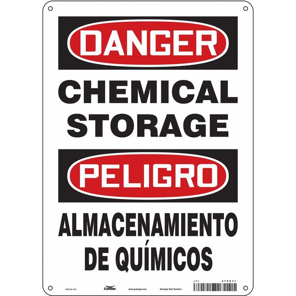 Safety Sign, 14 in H, 10 in W, Vertical Rectangle, English, Spanish, 470G11