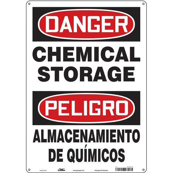 Safety Sign, 20 in H, 14 in W, Vertical Rectangle, English, Spanish, 470G12