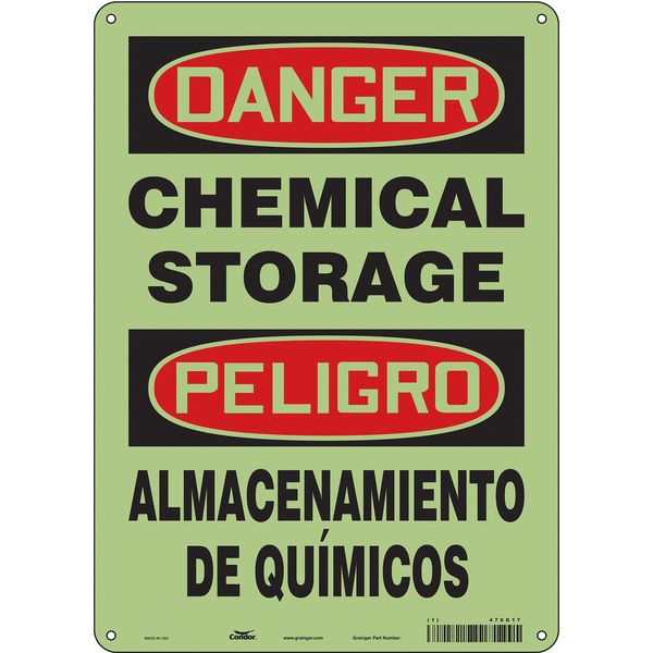 Safety Sign, 14 in H, 10 in W, Polyethylene, Vertical Rectangle, English, Spanish, 470G17