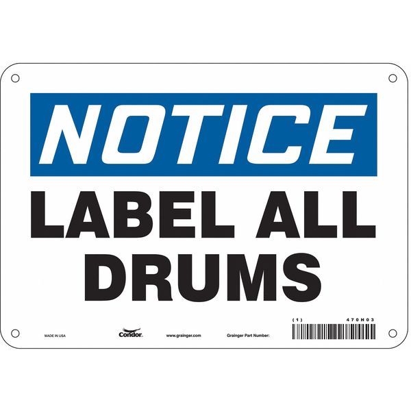 Safety Sign, 7 in Height, 10 in Width, Aluminum, Vertical Rectangle, English, 470H03