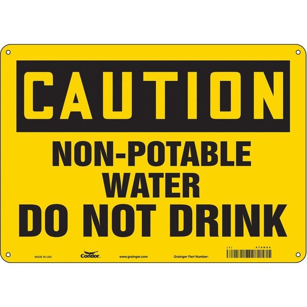 Safety Sign, 10 in Height, 14 in Width, Aluminum, Horizontal Rectangle, English, 470H64