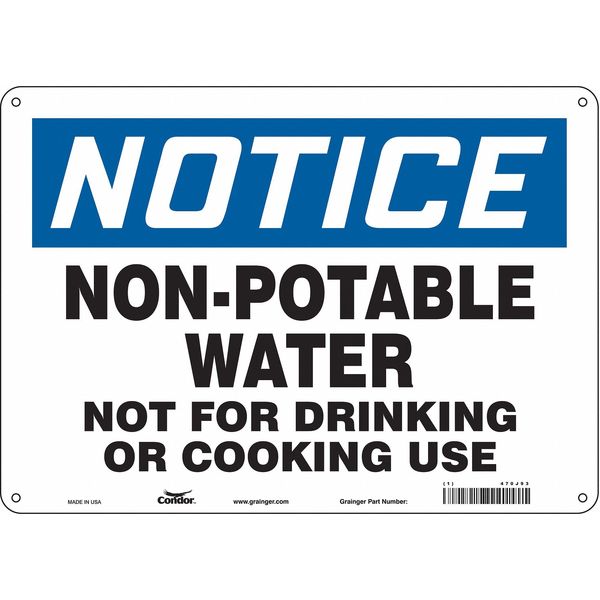 Safety Sign, 10 in Height, 14 in Width, Polyethylene, Horizontal Rectangle, English, 470J93