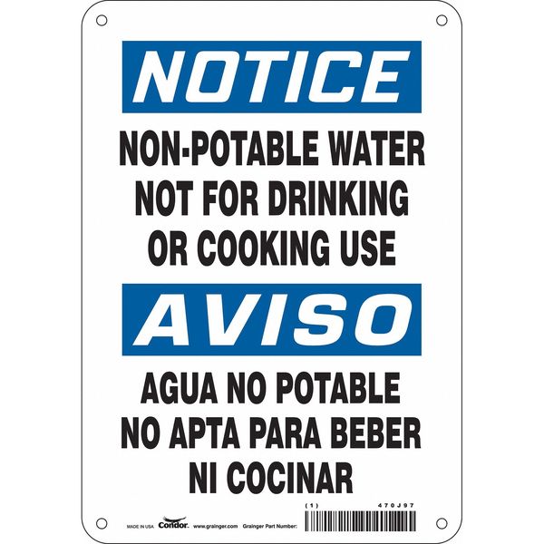 Safety Sign, 10 in Height, 7 in Width, Aluminum, Horizontal Rectangle, English, 470J97
