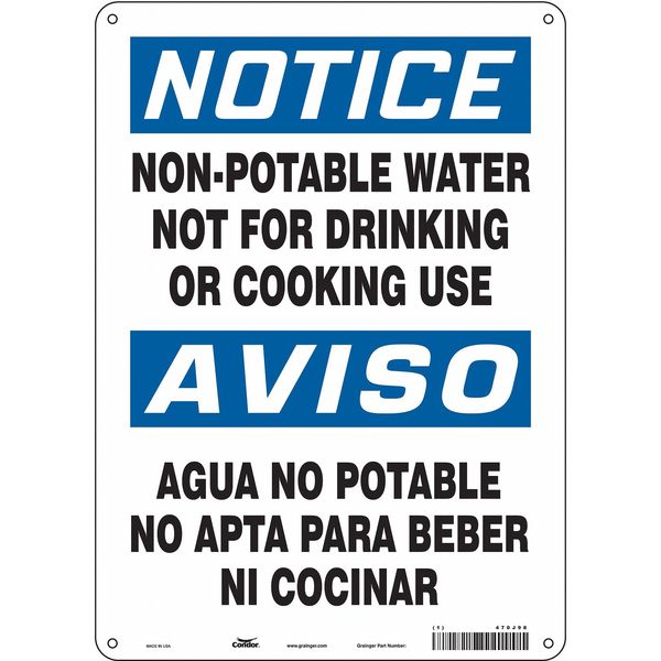 Safety Sign, 14 in Height, 10 in Width, Aluminum, Vertical Rectangle, English, 470J98