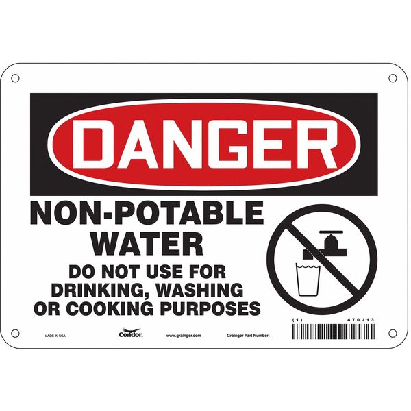 Safety Sign, 7 in Height, 10 in Width, Aluminum, Vertical Rectangle, English, 470J13