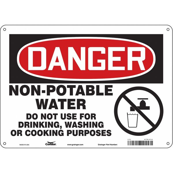 Safety Sign, 10 in Height, 14 in Width, Aluminum, Horizontal Rectangle, English, 470J14